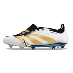 Chuteira Campo Adidas Predator 30 Elite Com Lingua FG Branca, Preta e Amarela - VENI Futebol