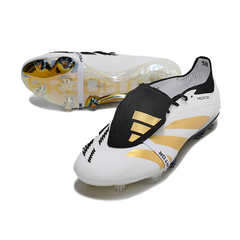 Chuteira Campo Adidas Predator 30 Elite Com Lingua FG Branca, Preta e Amarela - VENI Futebol