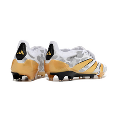 Chuteira Campo Adidas Predator 30 Elite Com Lingua FG Branca, Amarela e Cinza - VENI Futebol
