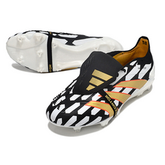 Chuteira Campo Adidas Predator 30 Elite Com Lingua FG Preta, Branca e Amarela - VENI Futebol