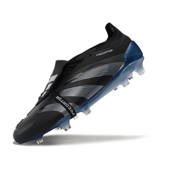 Bota de fútbol Adidas Predator 30 Elite Tongue negra y azul para terreno firme (FG).