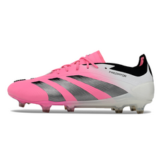 Botas de fútbol Adidas Predator 30 Elite rosa y blanco para terreno firme (FG).