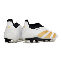 Chuteira Campo Adidas Predator 30 Elite Sem Cadarço FG Branca, Amarela e Preta - VENI Futebol