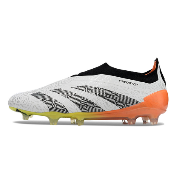 Chuteira Campo Adidas Predator 30 Elite Sem Cadarço FG Branca, Laranja e Cinza - VENI Futebol
