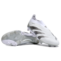 Chuteira Campo Adidas Predator 30 Elite Sem Cadarço FG Branca e Cinza - VENI Futebol