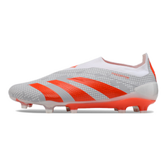 Botas de fútbol Adidas Predator 30 Elite sin cordones, color blanco y naranja, para terreno firme FG