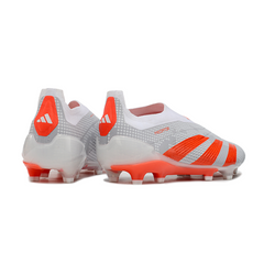 Botas de fútbol Adidas Predator 30 Elite sin cordones, color blanco y naranja, para terreno firme FG