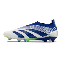 Chuteira Campo Adidas Predator 30 Elite Sem Cadarço FG Branca, Azul e Verde - VENI Futebol