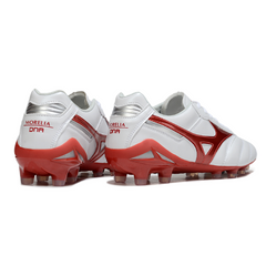 Botas de fútbol Mizuno Morelia Neo 2 Elite FG para terreno firme, color blanco y rojo