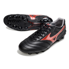 Scarpa da calcio Mizuno Morelia Neo 2 Elite nera e rossa per terreni compatti FG