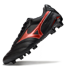 Scarpa da calcio Mizuno Morelia Neo 2 Elite nera e rossa per terreni compatti FG