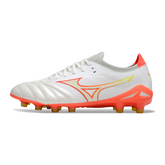 Scarpa da calcio Mizuno Morelia Neo IV Elite FG bianca arancione e gialla per terreni compatti