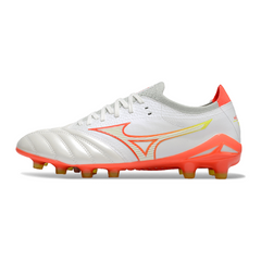 Scarpa da calcio Mizuno Morelia Neo IV Elite FG bianca arancione e gialla per terreni compatti