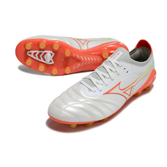 Scarpa da calcio Mizuno Morelia Neo IV Elite FG bianca arancione e gialla per terreni compatti