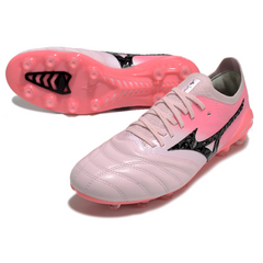 Scarpa da calcio Mizuno Morelia Neo IV Elite rosa e bianca per terreni compatti FG
