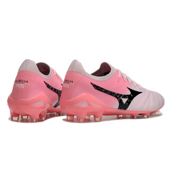 Scarpa da calcio Mizuno Morelia Neo IV Elite rosa e bianca per terreni compatti FG
