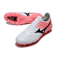 Scarpa da calcio Mizuno Morelia Neo IV Elite FG per terreni compatti, bianca e salmone