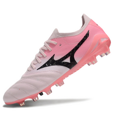 Scarpa da calcio Mizuno Morelia Neo IV Elite rosa e bianca per terreni compatti FG