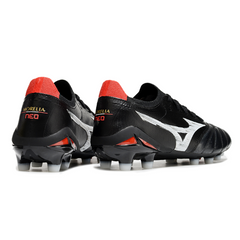 Mizuno Morelia Neo IV Elite Black White and Red Firm Ground FG Football Boot