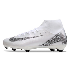 Scarpa da calcio Nike Air Zoom Mercurial Superfly 10 Academy bianca e nera per terreni compatti FG