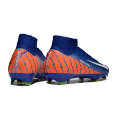 Botas de fútbol Nike Air Zoom Mercurial Superfly 10 Elite azules y naranjas para terreno firme (FG).