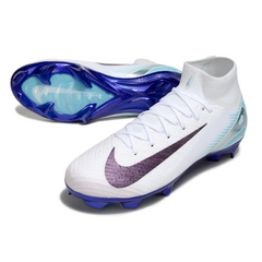 Botas de fútbol Nike Air Zoom Mercurial Superfly 10 Elite FG para terreno firme, color blanco y azul