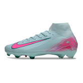 Botas de fútbol Nike Air Zoom Mercurial Superfly 10 Elite azul claro y rosa para terreno firme (FG).