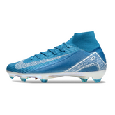 Botas de fútbol Nike Air Zoom Mercurial Superfly 10 Elite azules y blancas para terreno firme (FG).