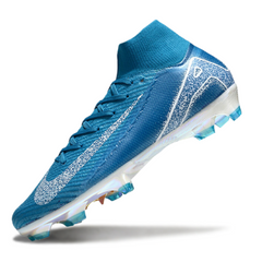 Botas de fútbol Nike Air Zoom Mercurial Superfly 10 Elite azules y blancas para terreno firme (FG).
