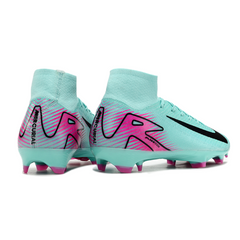 Botas de fútbol Nike Air Zoom Mercurial Superfly 10 Elite FG para terreno firme, color azul claro y rosa