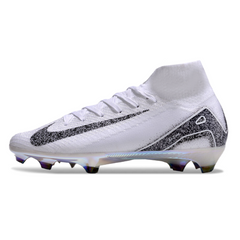 Scarpa da calcio Nike Air Zoom Mercurial Superfly 10 Elite bianca e nera per terreni compatti FG