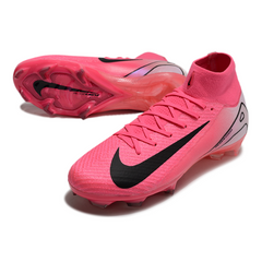Botas de fútbol Nike Air Zoom Mercurial Superfly 10 Elite rosa y blanco para terreno firme (FG).