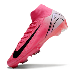 Botas de fútbol Nike Air Zoom Mercurial Superfly 10 Elite rosa y blanco para terreno firme (FG).