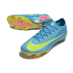Botas de fútbol Nike Air Zoom Mercurial Vapor 16 Elite azul claro y amarillo para terreno firme (FG).