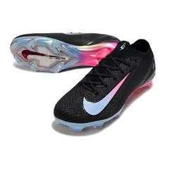 Botas de fútbol Nike Air Zoom Mercurial Vapor 16 Elite negras, azul claro y rosa para terreno firme (FG).
