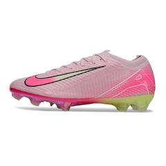 Botas de fútbol Nike Air Zoom Mercurial Vapor 16 Elite rosa claro y verde para terreno firme (FG).