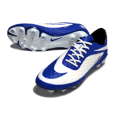 Scarpa da calcio Nike Phantom Hypervenom Elite blu e bianca per terreni compatti FG