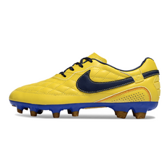 Scarpa da calcio Nike Tiempo R10 Legend Elite gialla e blu per terreni compatti FG