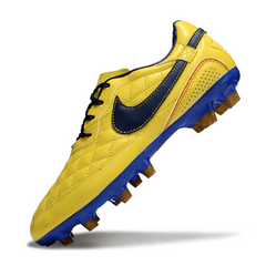 Scarpa da calcio Nike Tiempo R10 Legend Elite gialla e blu per terreni compatti FG