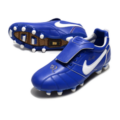 Scarpa da calcio Nike Tiempo R10 Tongue Legend Elite blu e bianca per terreni compatti FG