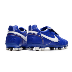 Scarpa da calcio Nike Tiempo R10 Tongue Legend Elite blu e bianca per terreni compatti FG