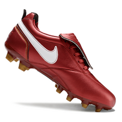 Scarpa da calcio Nike Tiempo R10 Tongue Legend Elite FG rossa e bianca per terreni compatti