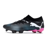 Chuteira Campo Puma Future 7 FG Preta, Azul Claro e Rosa - VENI Futebol