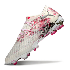 Botas de fútbol Puma Future 8 Low Firm Ground FG, blancas y rosas