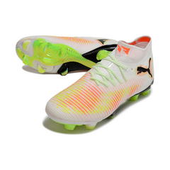 Scarpa da calcio Puma Future 8 bianca arancione e verde per terreni compatti FG