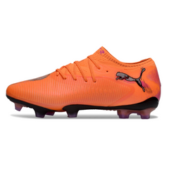 Bota de fútbol Puma Future 8 Low naranja y rosa para terreno firme (FG)
