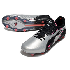 Puma King Ultimate Gray Black and Pink Firm Ground FG Football Boot
