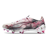 Scarpa da calcio Puma Ultra 5 Carbon bianca e rosa per terreni compatti FG