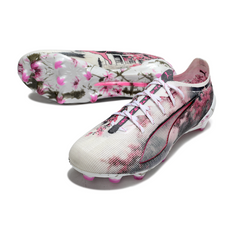 Scarpa da calcio Puma Ultra 5 Carbon bianca e rosa per terreni compatti FG