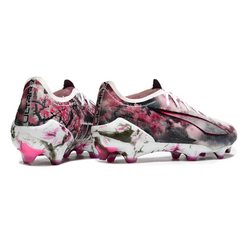 Scarpa da calcio Puma Ultra 5 Carbon bianca e rosa per terreni compatti FG